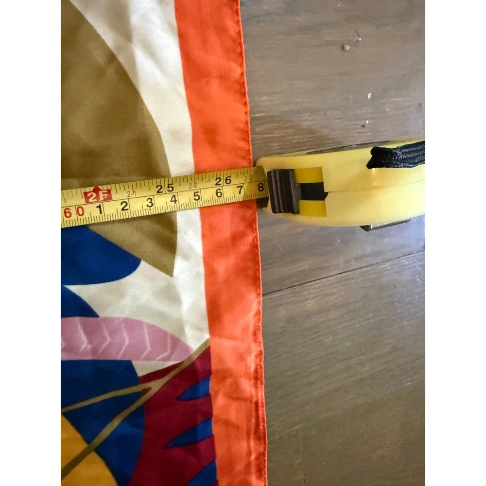Abstract‎ Floral Square Scarf Multicolor Satin Finish Orange Border
